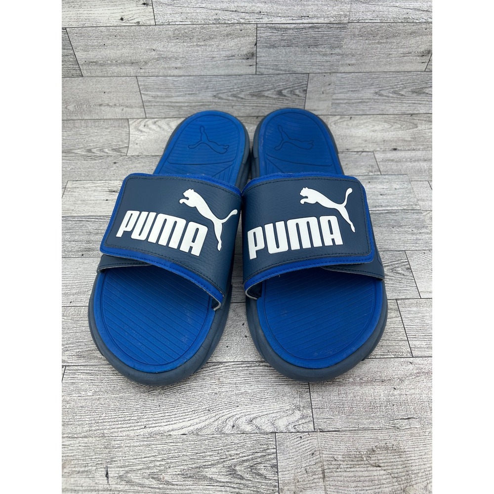 Puma Cool Cat V Men Slide Sandals Blue Navy Adjustable Strap Size 14 CFB-1909